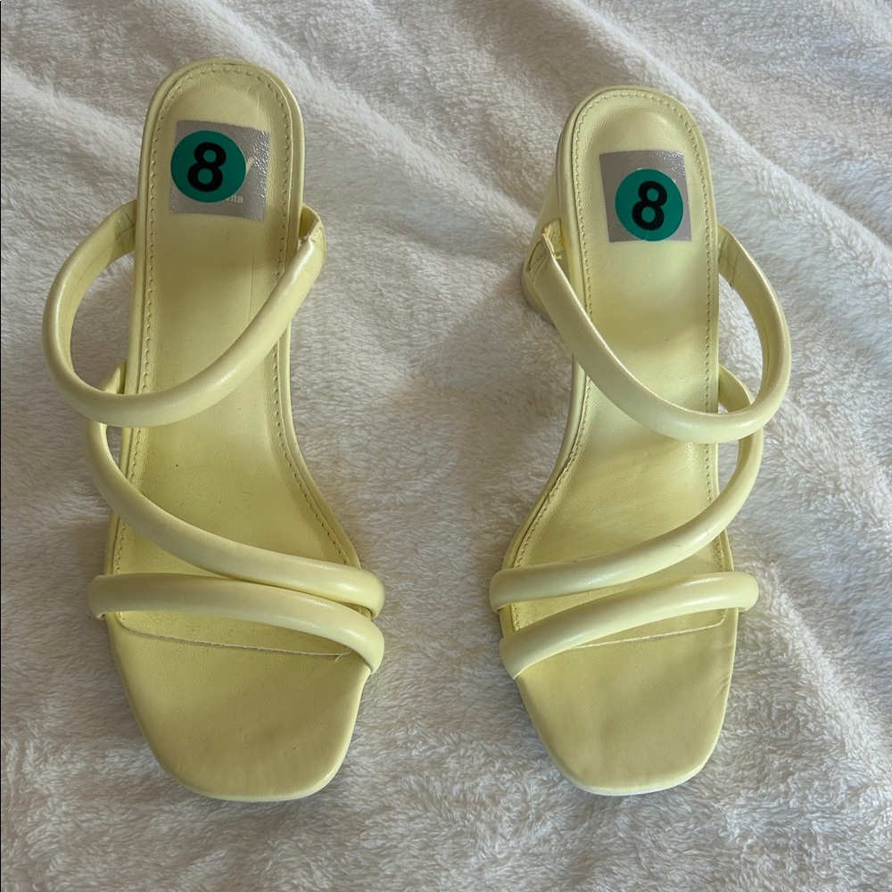 Like new Dolce Vita pastel Yellow Triple-Strap Square-Toe Heels